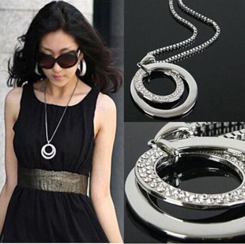 Boho Multi-element Crystal Long Chain Women Fashion Crystal Rhinestone Silver Plated Pendant Necklace Jewelry Gift ► Photo 1/6