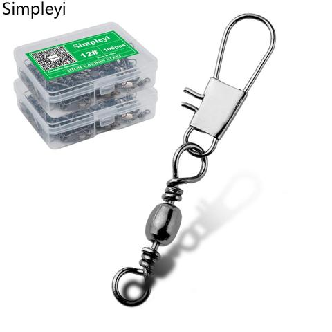 50/100pcs/box Swivels Fishing Stainless Steel Rolling Swivel Bal 4#6#8#10#12#14# with Interlock Snap Carp Fishing Tackle Swivels ► Photo 1/6