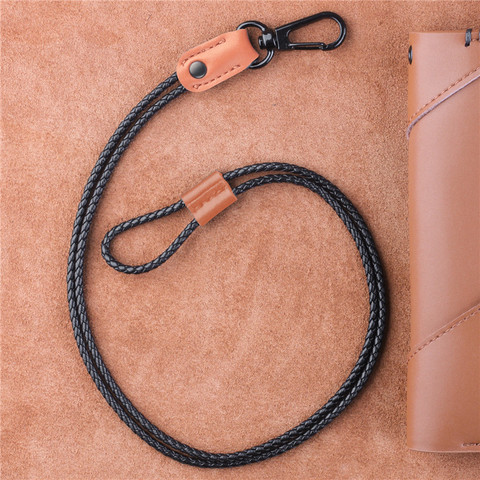 Mobile Phone Neck Lanyard Badge Certificate Lanyards For Key Camera U dish High-end Braided Leather Jewelry Work Rope ► Photo 1/6