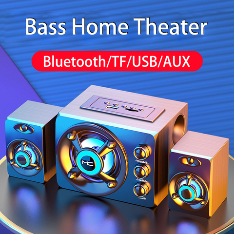 2022 LED Computer Combination Speakers AUX USB Wired Wireless Bluetooth Audio System Home Theater Surround SoundBar for PC TV ► Photo 1/6