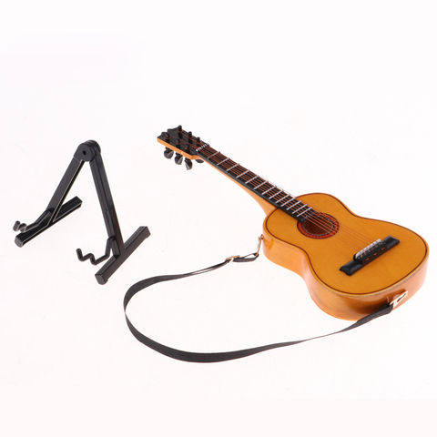 1/6 Scale Musical Instrument Wooden Guitar Model For Dollhouse Desktop Decor ► Photo 1/6