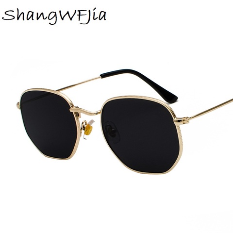 Men  Square Sunglases Hexagon Sun glasses 2022 Women Metal Frame Fishing Glasses Gold gray Eyewear lentes de sol hombre ► Photo 1/6