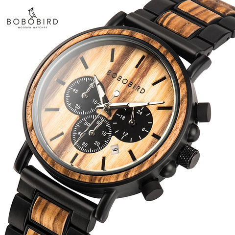 Bobo Bird Male Watch Men's Watches Luminous Needle Man Watches 2022 Modern Quartz Wristwatch Wooden Chronograph Orologio Uomo ► Photo 1/6