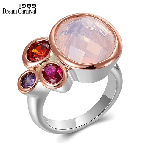 DreamCarnival1989 Dazzling Pink Tone Zirconia Rings for Women Top Quality Radiant Cut CZ Chic Fashion Wedding Jewelry WA11703 ► Photo 1/6