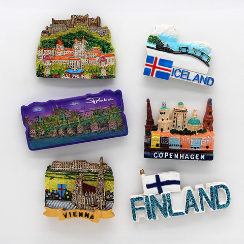 World Tourism refrigerator sticker Copenhagen Prague Finland Spain bullfighter Germany refrigerator sticker fridge magnets gifts ► Photo 1/6