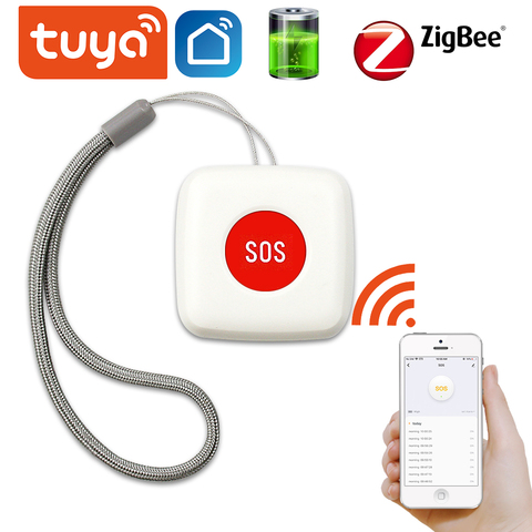 TUYA ZigBee SOS Button Sensor Alarm Elderly alarm Waterproof Emergency Help Alarm Switch Work with Tuya Zigbee hub Smartlife App ► Photo 1/5