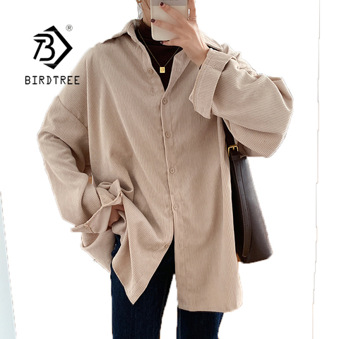 Corduroy Oversize Blouses 2022 Fall Women Turn-Down Collar Single-Breasted Vintage Tops Batwing Sleeve Solid Shirts T09601R ► Photo 1/6