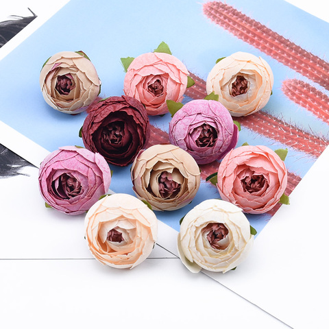 10 pieces Silk tea roses fake head wedding decorative flowers wall christmas decorations for home candy box artificial flowers ► Photo 1/6