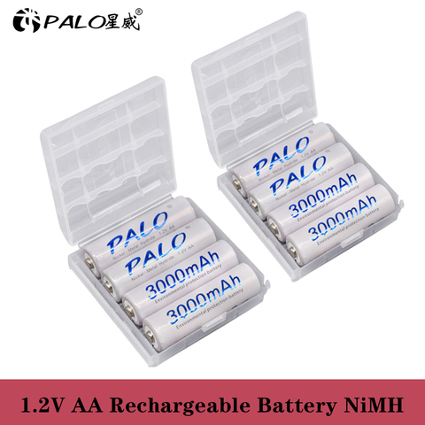 8pcs/2card PALO AA Rechargeable Battery AA NiMH 1.2V 3000mAh Ni-MH 2A Pre-charged Bateria Rechargeable Batteries for Camera ► Photo 1/6