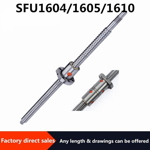 1pc SFU1604/1605/1610 set rolled ball screw C7 with end machined+double ball nut/single nut for RM1604/1605/1610 ► Photo 1/1