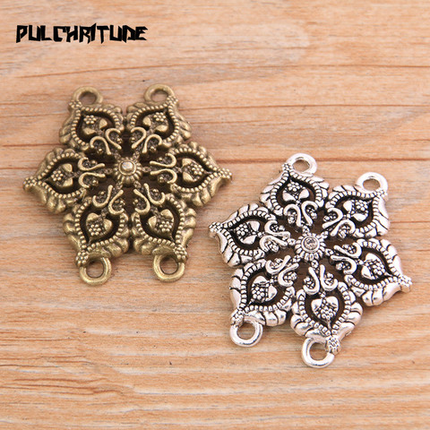 PULCHRITUDE 4pcs 35*36mm New Product Two Color Zinc Alloy Hollow Flower Porous Connectors Jewelry Making DIY Handmade Craft ► Photo 1/6