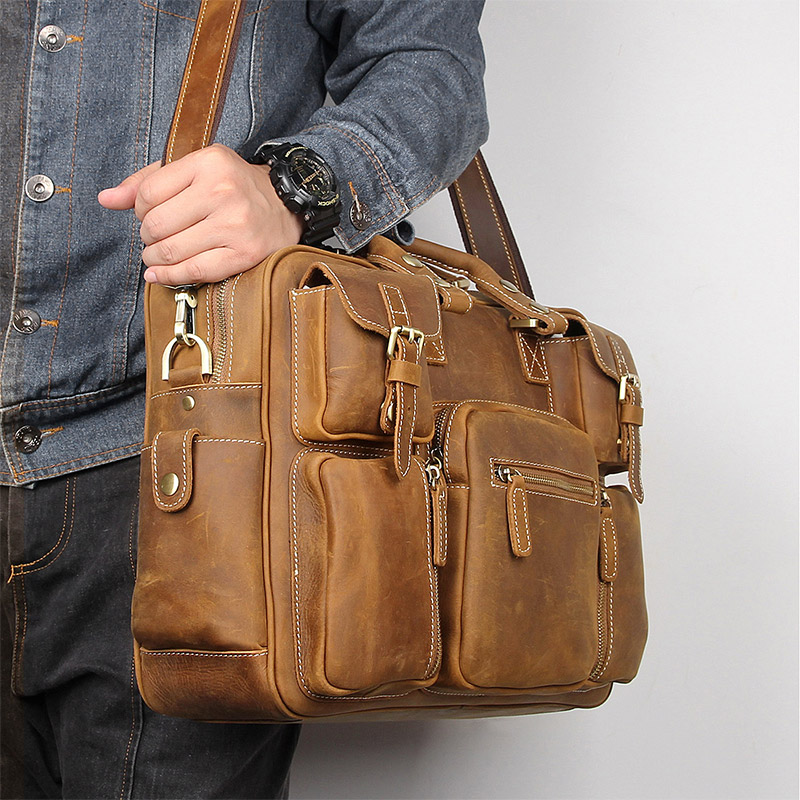 MVA men's briefcase/genuine Leather messenger bag men leather/business  laptop office bags for men briefcases