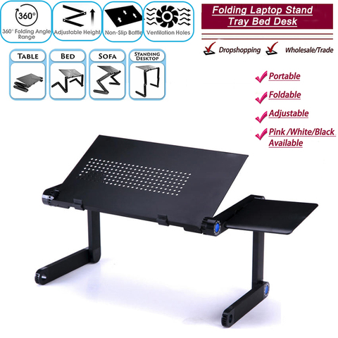 Laptop Desk 360 Degree Adjustable fan  Folding Laptop Notebook PC Desk Table Stand Portable Bed Tray ALL-40 ► Photo 1/6