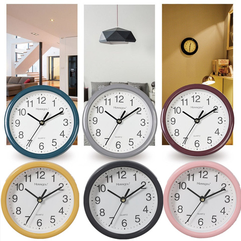 Minimalist Small Wall Clocks With Frame Transparent Plastic Candy Colors Mute 15cm Hanging Watch Clock Living Room Home Decor ► Photo 1/6