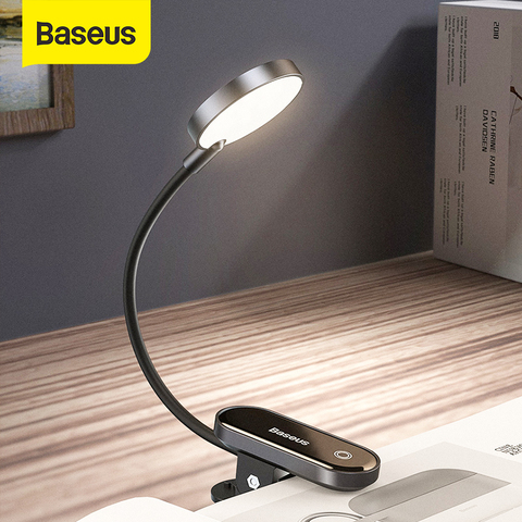 Baseus USB Led Light Rechargeable Mini Clip-On Desk Lamp Light Flexible Nightlight Warm Reading Lamp For Travel Bedroom Book ► Photo 1/6