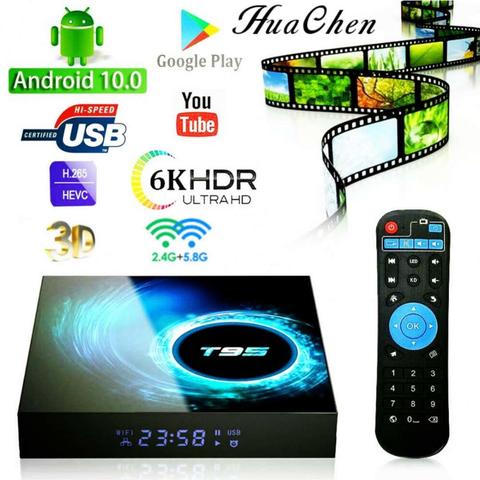 T95 Android10 TV Box Allwinner H616 Quad Core 4GB 64GB 2.4GHz Dual WiFi 3D 6K H.265 Media Player Youtube IPTV Set Top Box ► Photo 1/6