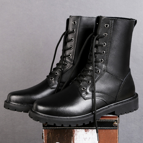 Men's Boots Genuine Leather Military Tactical Boots Waterproof Martens Boots Winter Snow Shoes Warms Increase Men Casual Shoes ► Photo 1/6