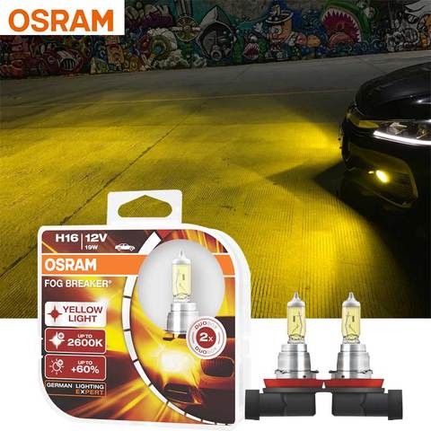 OSRAM Fog Breaker H16 12V 19W 2600K Yellow Color Atuo Headlight Car Bulbs Fog Lamps +60% Light +200% Yellow 62219FBR (Twin) ► Photo 1/6