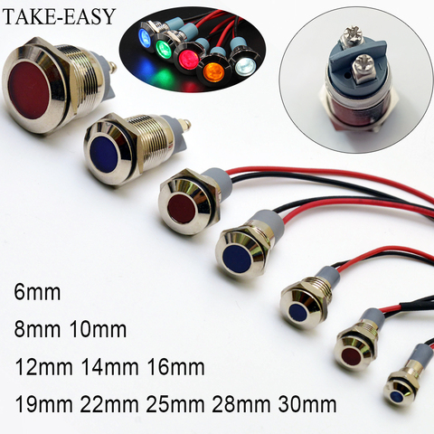 Multicolor Light Indicator Led 220v 6/8/10/12/14/16/19/22/25/28/30 mm Motorcycle Signal 24v Lights Red Green Beacon Light Led ► Photo 1/2