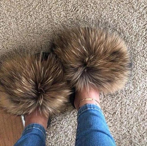 10 2019 Big Full Fur Slippers Real Fox Hair Slides Beach Slides Holiday Fox Fur Slides for Women,See 