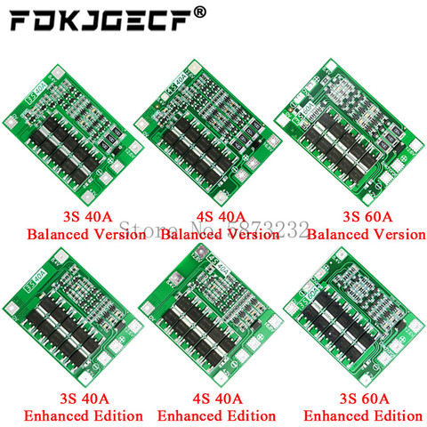 3S/4S 40A 60A Li-ion Lithium Battery Charger Protection Board 18650 BMS For Drill Motor 11.1V 12.6V/14.8V 16.8V Enhance/Balance ► Photo 1/4