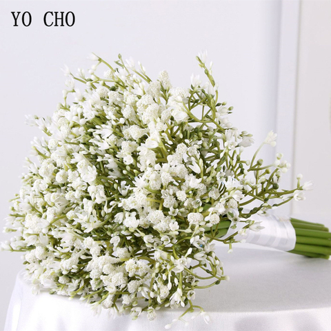 YO CHO Bride Wedding Flower Bouquet Bridesmaid Babysbreath Bouquets Purple Artificial Flower Babysbreath Wedding Accessories ► Photo 1/6