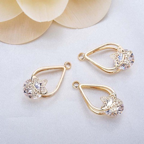 4PCS 11x12MM 24K Gold Color Brass With Zircon Oval Vine Drop Charms Pendant High Quality Diy Jewelry Accessories ► Photo 1/5