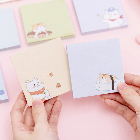 1 Pcs Lytwtw's Cute Kawaii Hamster Bear Sticky Notes Memo Pad Post Book Marker Stationery Office School Supply Planner Sticker ► Photo 1/6