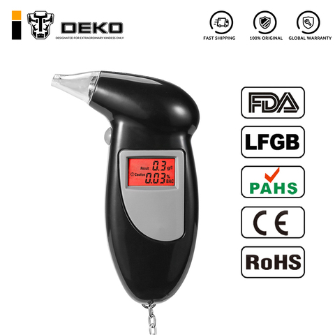 DEKOPRO Display Digital LCD Alert Breath Alcohol Tester Prefessional Police Alcohol The Breathalyzer Parking with red Backlist ► Photo 1/4