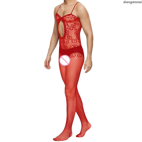 Shengrenmei Male Underwear Sexy Lingerie Erotic Catsuit See-through Nightwear Men's Bodysuit Fishnet Body stocking Sexy Costumes ► Photo 1/5