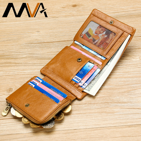 MVA Men Wallets Male Purse Genuine Leather Wallet with Coin Pocket