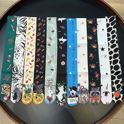 11 Colors Cartoon Animal Skinny Bag Silk Scarf Women Luxury Brand Foulard Women Tie Fashion Head Scarves For Ladies ► Photo 1/6