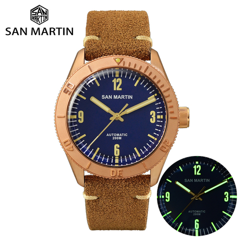 San Martin New Cusn8 Bronze Watches Automatic Diving Wristwatch Sapphire Glass Men's Mechanical Watch Relojes Water Resistant ► Photo 1/6