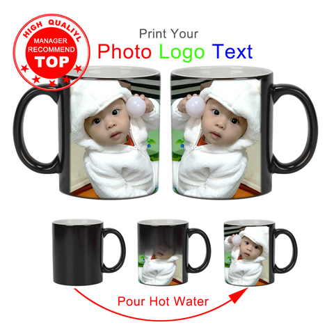 Creative DIY photo Mug Magic Mug Heat Sensitive Ceramic Mugs Color Changing Coffee Mugs Milk Cup Gift Print Pictures ► Photo 1/6