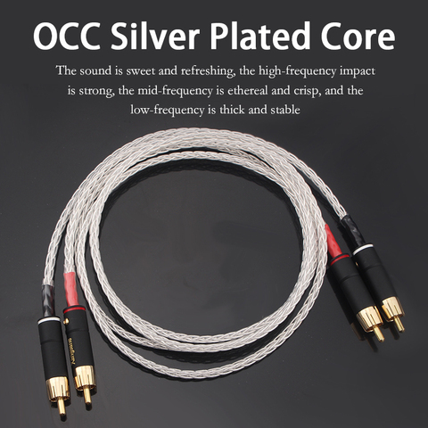 xangsane OCC silver plated 8 strands compiled HiFi audio signal cable 2RCA-2RCA audio connection amplifier cable ► Photo 1/6