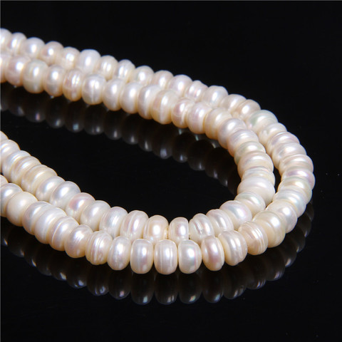 Natural flat round pearls beads real white coin 7-8mm Cultured freshwater pearls for jewelry making wholesale diy women pearls ► Photo 1/6