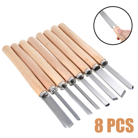 8Pcs High Carbon Steel Wood Turning Lathe Tools Chisel Gouge Woodworking Set Woodworking Craft Carving Chisel DIY Hand Tools ► Photo 1/6