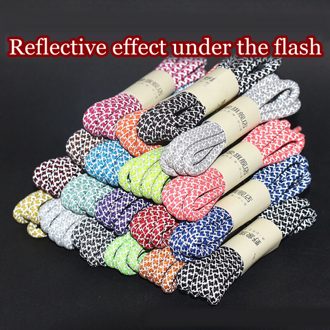 1pair 3M Reflective Shoelaces Luminous Shoelaces Shoes Woman Man Casual Boot Laces Round Shoelaces Shoes Accessories ► Photo 1/6