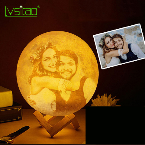 Custom Photo 3d Printing Moon Light Usb Rechargeable Touch Switch Moonlight Night Light Best Gift Home Decoration ► Photo 1/6