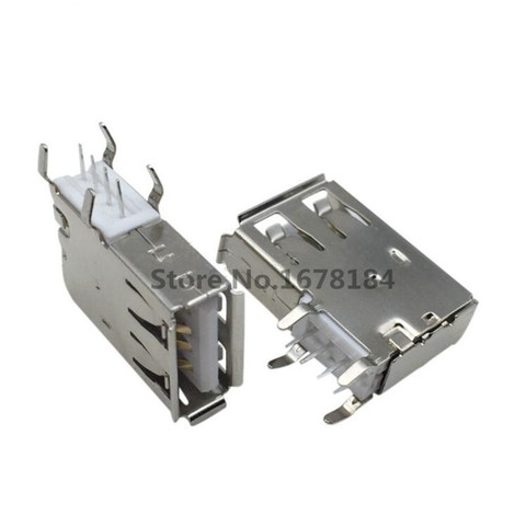 10pcs USB Type A Long Type Female Socket Connector Welding 90 Degrees Right Angle Pin DIP Plug Jack DIY Connectors ► Photo 1/3