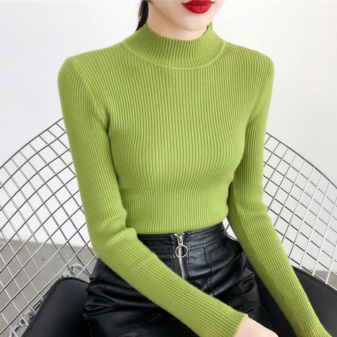 2022 Autumn Winter Women Pullovers Sweater Knitted Elasticity Casual Jumper Fashion Slim Turtleneck Warm Female Sweaters 9011 ► Photo 1/6