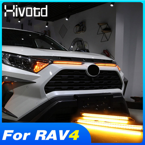 For Toyota Rav4 2022 Accessories Car Led Daytime Running Lights Auto Turn Signal Lamp Decoration Engine Grille Light Strip ► Photo 1/6