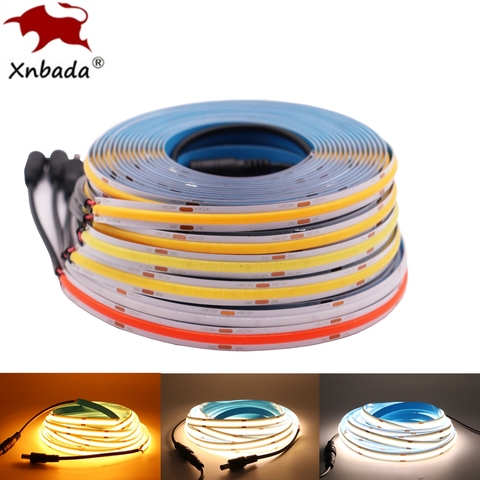 COB LED Strip 384 528 LEDs High Density Flexible FOB COB Led Lights RA90 Warm Nature Cool White Yellow Linear Dimmable DC12V 24V ► Photo 1/6