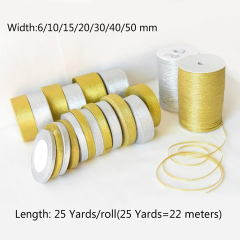 (3-50mm) Gold/Silver Silk Satin Organza Ribbon Glitter Embroidered Onions Ribbons For Wedding Cake Gift Decor DIY Craft Supplies ► Photo 1/6