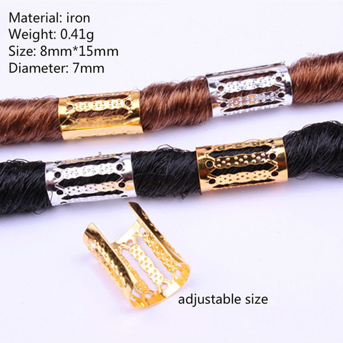 10/20 Pcs/Lot Mix Silver Golden Plated Hair Braid Dread Dreadlock Beads Adjustable Cuff Clip 8mm Clip Metal Tube Lock ► Photo 1/6