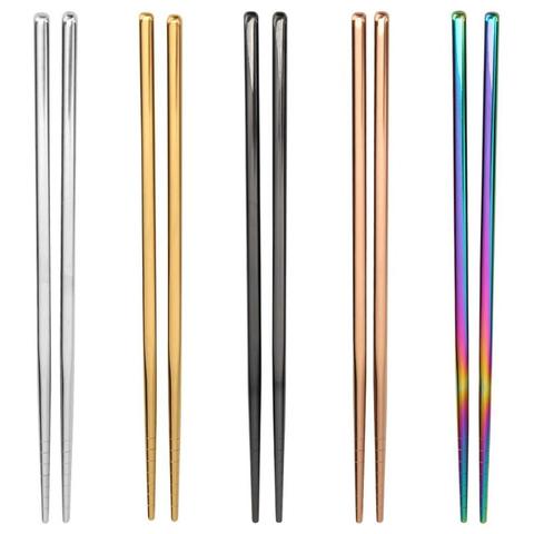 1 Pair Stainless Steel Chopsticks Metal Chop Sticks Tableware Silver Gold Multicolor Wedding Party Festival Supplies ► Photo 1/6