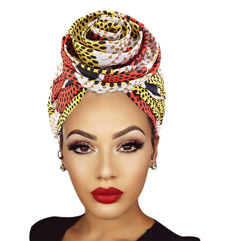 Women African Pattern Knot Headwrap Pre-Tied Knotted Turban Bonnet Satin Linned Beanie Headscarf Cap Headwear Hair Accessories ► Photo 1/6
