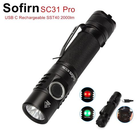 New Arrival Sofirn SC31 Pro Powerful Rechargeable LED Flashlight 18650 Torch USB C SST40 2000LM Anduril ► Photo 1/6