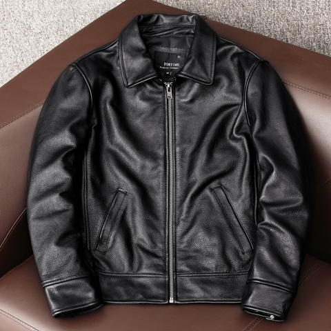 YR!Free shipping.2022 new black cowhide jacket.Men100% genuine leather coat.Dad's leather Jacket.plus size leather clothes ► Photo 1/6