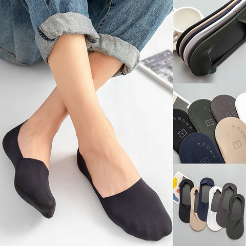 3 Pairs Fashion Women Girls Socks Style Solid Color Boat Casual Short Antiskid High Quality Invisible Ankle Socks Black Unisex ► Photo 1/6